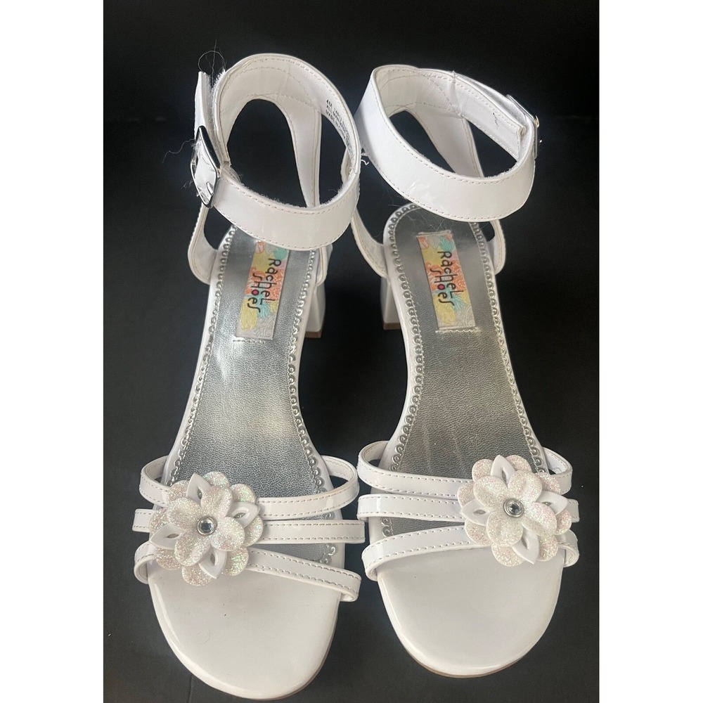 EUC Rachel Shoes Elodie White Girls Sandal Heel Size 4M - Picture 4 of 7